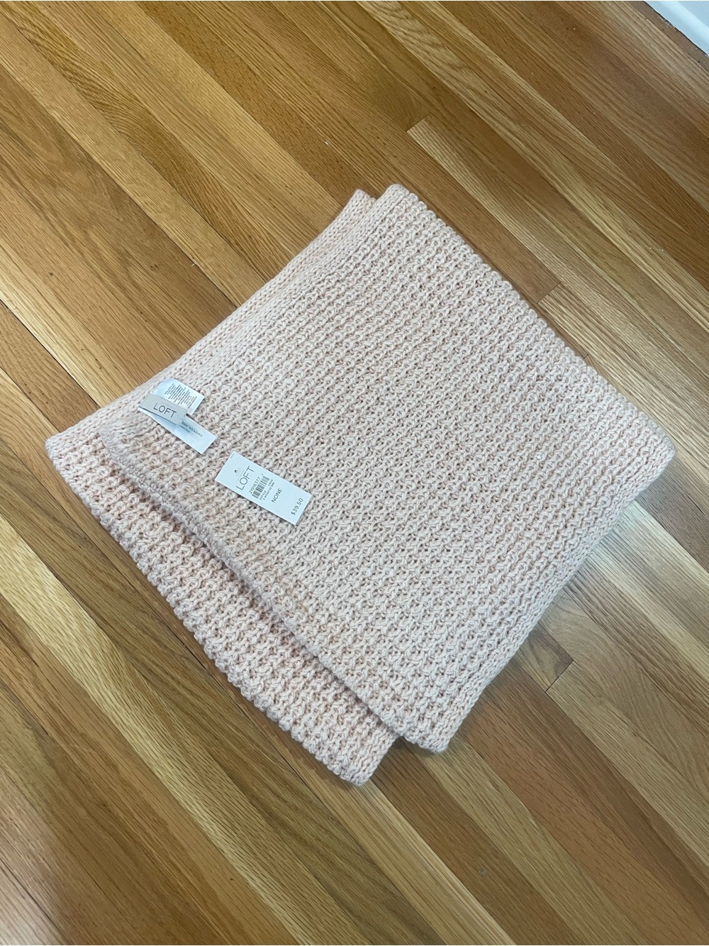 NEW LOFT Blush Pink Knit Infinity/Loop Scarf with Metallic Thread - Picture 3 of 5